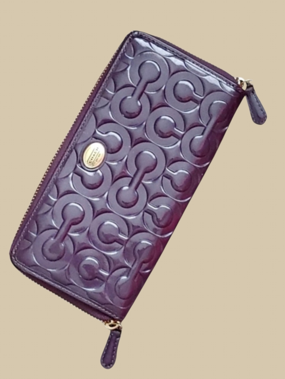 COACH Leather Accordion signature Logo Wallet
